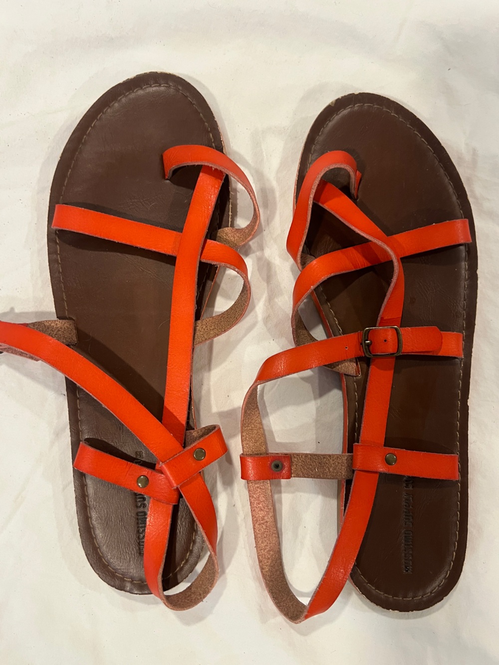 11 Mossimo Orange Strappy Flat Sandals